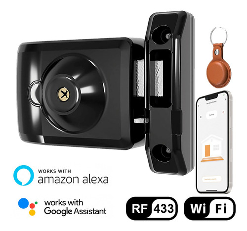 Fechadura Wifi Rf 433 Chave Alexa Google Agl Mini Smart Rx Preto