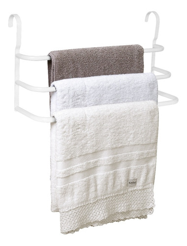 Porta Toalhas Triplo Toalheiro Para Box Branco 60cm