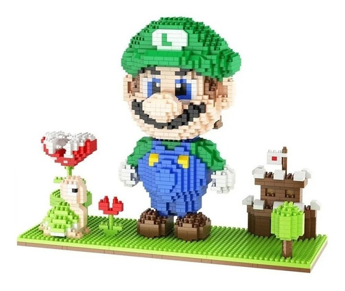 Figura Armable Luigi 1800 Fichas Blocks Serie Mario Bros Zms