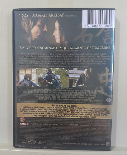 El Ultimo Samurai Edward Zwick Warner Dvd -2 Discos- (Usado)