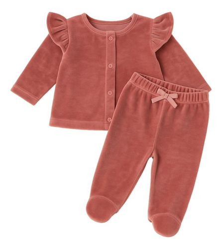Conjunto Plush Bebe Campera Y Pantalon Cremita Abrigo Bebe Crema Hasta 6 Meses