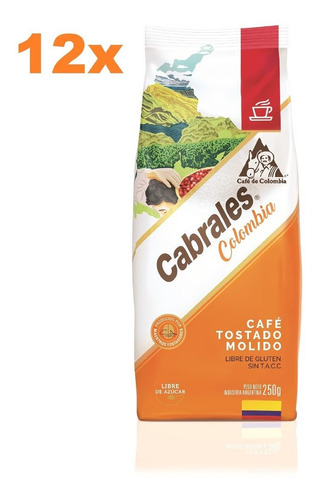 12x Cafe Molido Cabrales Colombia 250gr Tostado 3kg Total