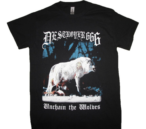 Gusanobass Playera Metal Rock Destroyer 666 Unchained Wolves