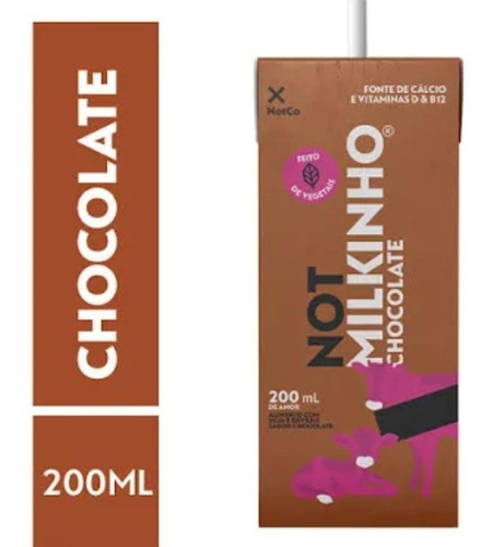 Leite Vegetal Not Milkinho Chocolate 200ml - Kit Com 6