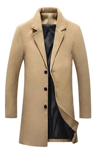 Abrigo Largo De Lana De Invierno Para Hombre, Corte Ajustado, Casual, De Negocios