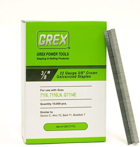 Grex C06 22 Gauge 3/8-inch Crown 3/8-inch Longitud Grapas 