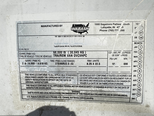Caja Seca Wabash 53x102 Año: 2006 Techo Traslucido Gmy100858
