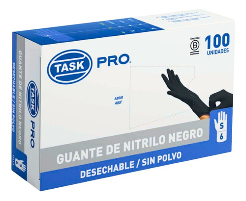 Guante Nitrilo Negro Task Pro Sin Polvo Talla S X 100