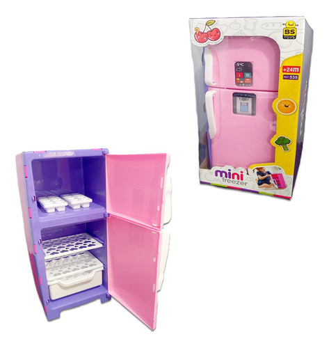 Freezer De Brinquedo Rosa Com Acessórios Infantil