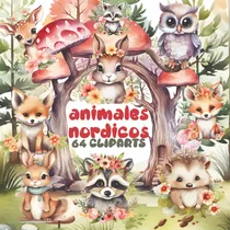 Comprar Kit 64 Cliparts Imagenes Png Animales Nordicos Boho Bosque