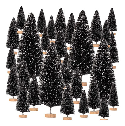 44 Pieces Artificial Mini Christmas Trees Black Brus.