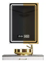 Comprar Espejo Led Baño Touch Comercial Espejos Rectangular Temperatura De La Luz Cálida 60cm；Espejo Inteligente para Baño Antivaho con Reloj Digital, Función de Memoria
