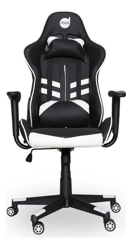 Cadeira de escritório Dazz Prime-X gamer ergonômica  preta e branca com estofado de couro sintético