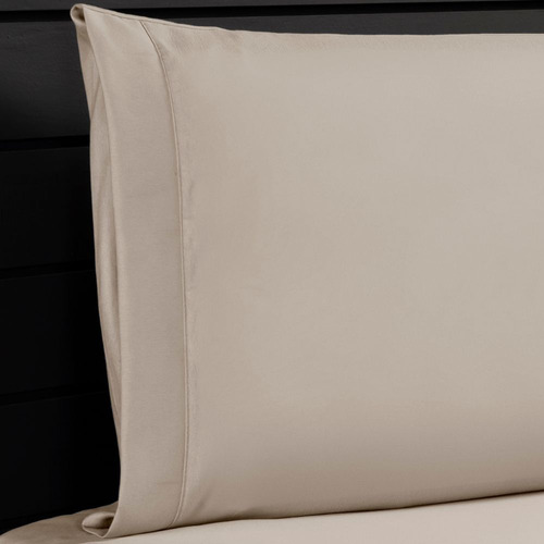 Jogo Roupa Cama Lençol Solteiro 400 Fios 2 Peças Barra Hotel Cor Bege Desenho do tecido Liso
