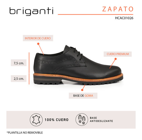 Zapato Hombre Cuero Vestir Elegante Mocasin Briganti Walace
