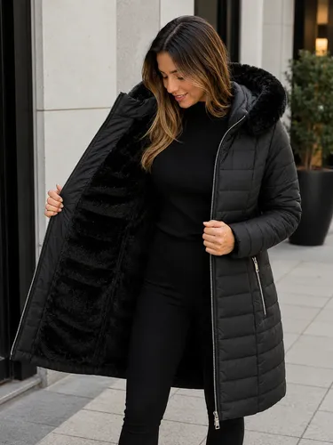 Sobretudo Feminino Forrado Parka Jaqueta Longa Capuz Pelucia