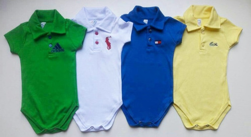 Kit 2 Peças Body Bebê Divertido Gola Polo Infantil