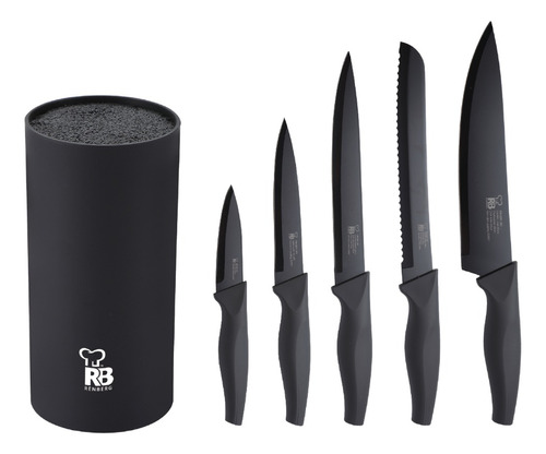 Set 5 Cuchillos + Tacoma Acer.inox Black Flash Rb