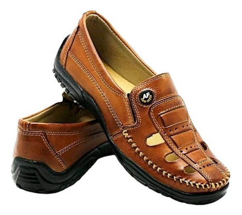 Sapatilla Tipo Mocasín Totalmente De Cuero Para Hombre 