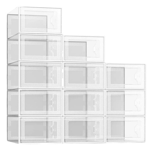Caja Organizadora De Zapatos Set 4 Apilables Y Firme Color Blanco