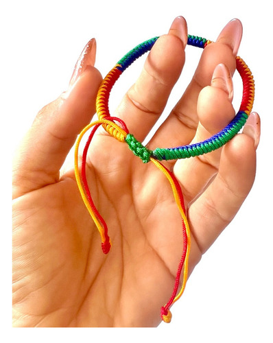 Pulsera Tibetana De Cuerda Para Protección Suerte Y Fortuna Color Colorida Diámetro 6 cm