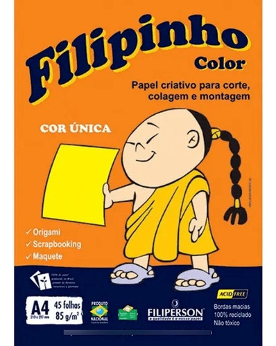 Bloco Educação Artística Filipinho A4 45 Folhas Filiperson Cor Amarelo