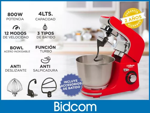 Batidora de Pie Planetaria Liliana 800W 4Lts 12 Velocidades AB910