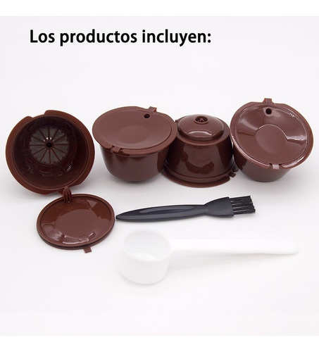 YRFDM 5pcs cápsulas de café rellenables Reutilizables con una Cuchara de plástico y un Cepillo para Dolce Gusto deseaban Taza combinación de café 