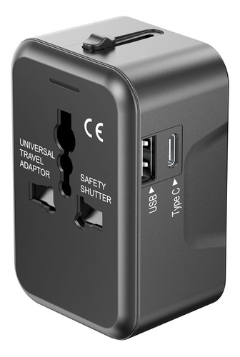 - Adaptador Universal De Viaje (tipo C+usb) 2 Puertos U...