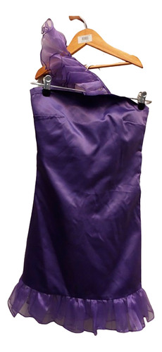 Vestido De Fiesta 1 Hombro Violeta De Verano Con Volados Ts