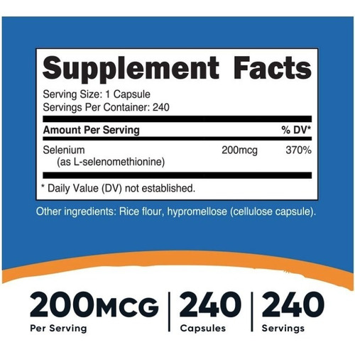 Original Nutricost Selenio Selenium 200mcg, 240 Cap