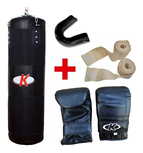 Kit De Boxeo Knex Bolsa Rellena+bucal+guante+venda Mvdsport