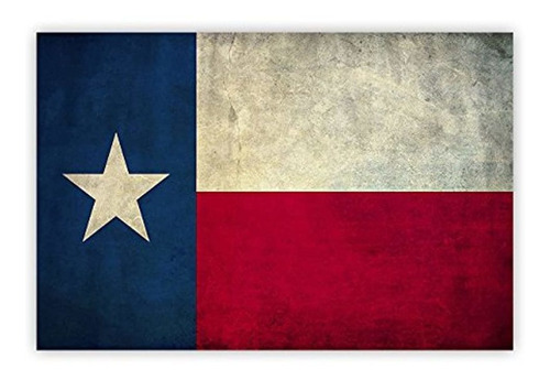 Pintura Al Óleo Rústico Bandera De Texas Decoración De Pared