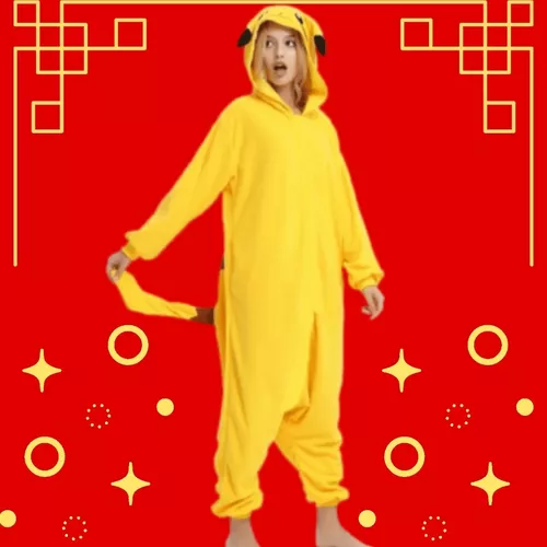 Pikachu Pokemon Fantasia Pijama Kigurumi Macacão Roupa Adulto A Pronta  Entrega