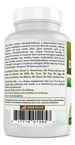 Best Naturals Suplemento Dim 100 Mg 120 Cápsulas, Dim Para M