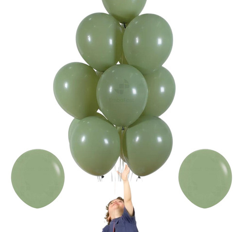 Balão Bexiga Liso N°16 Grande Decoração Festa C/ 10 Un Cores Cor Verde Oliva
