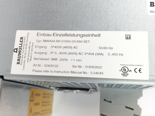 Servo Motor Baumuller Bm4434-si0-01600-03-e80-set
