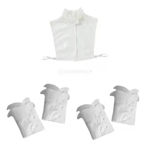 Conjunto De Cuello Y Puños Con Jabot De Encaje Victoriano - Ajustable Y Con Volantes Para Disfraces Históricos, Góticos, Piratas Y Steampunk