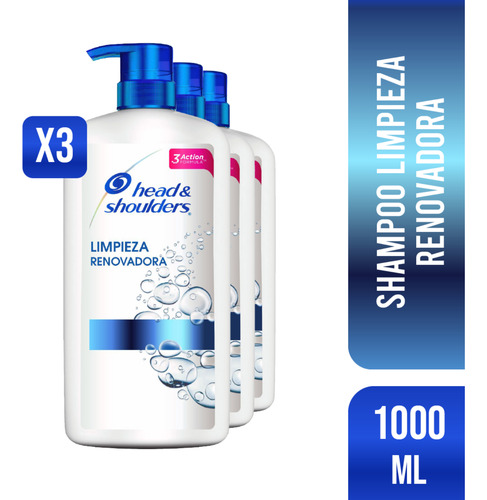Pack 3 Shampoo Head&shoulders Limpieza Renovadora 1000ml