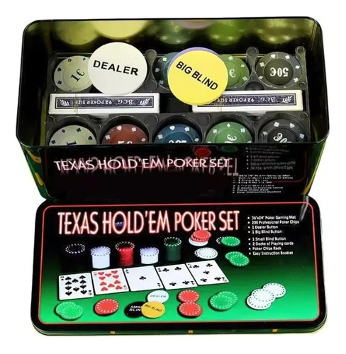 Set 200 Fichas Paño Black Jack Texas Holdem