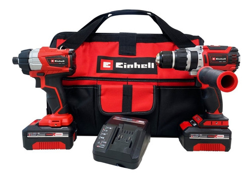 Kit Taladro Percutor Y Atornillador De Impacto 18v Einhell Color Rojo