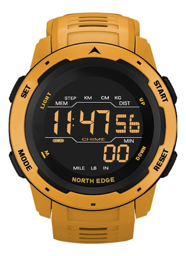 Reloj North Edge Mars Podómetro Contador Calorías Amarillo