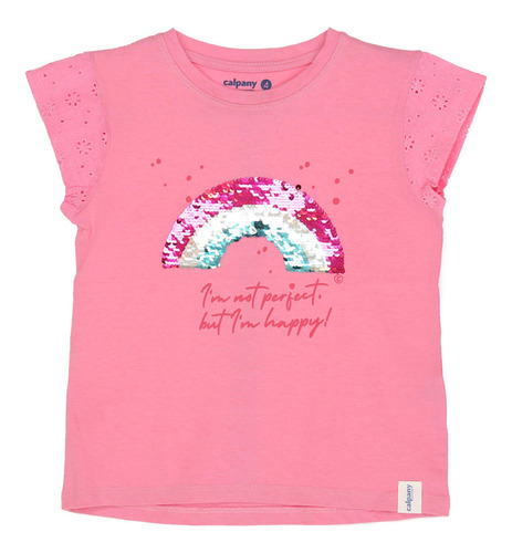 Polera M/c Niña Rainbow Rosado Calpany