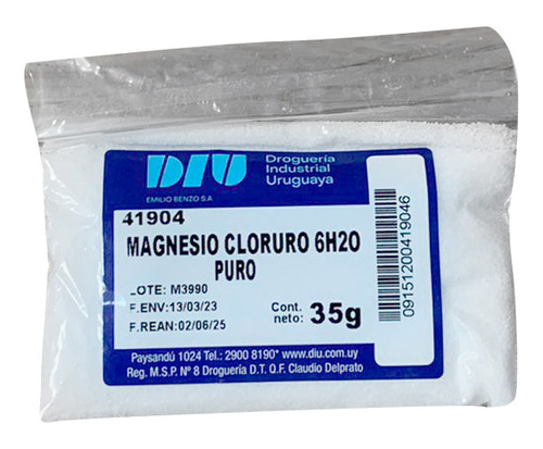 Cloruro De Magnesio 35g - Diu