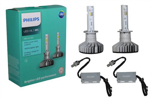 Kit Lampada Led H1 Philips Ultinon 12v 6200k 160% + Luz
