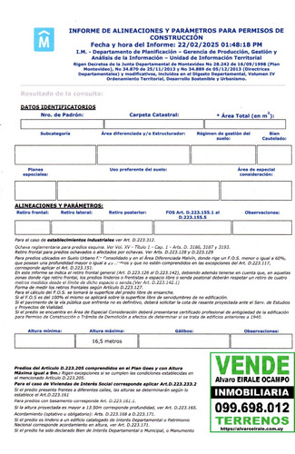 Zona A N V Centro Sur Terreno 16.00 X 33.00= 530 M2 Alt. 16.50 Mts.