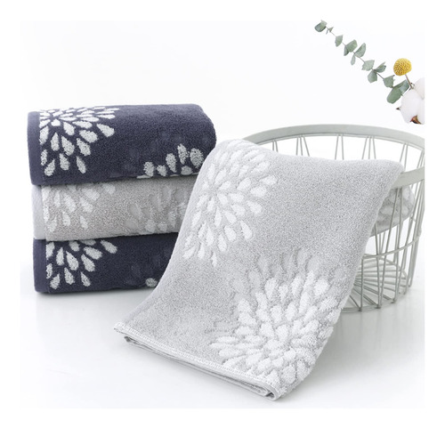 Juego 2 Toallas Mano Flores Hortensias 100% Algodón Absorb