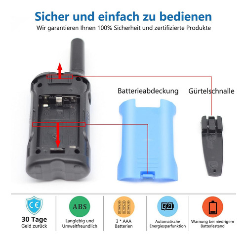 Walkie Talkies Para Niños, 3 Unidades, 22 Canales, Radio De