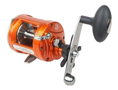 Reel Bait Rotativo Huevito Waterdog Boss 2003 3 Rulemanes Color Naranja Lado De La Manija Derecho