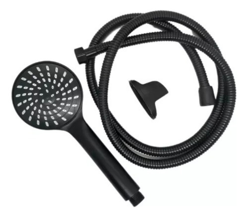 Set Juego De Ducha Negro Mate Flexible/soporte/ducha